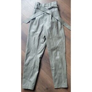 EUC BB Dakota Women's Faux Leather Gray Paper bag Waist Pants Size 4 (Small)